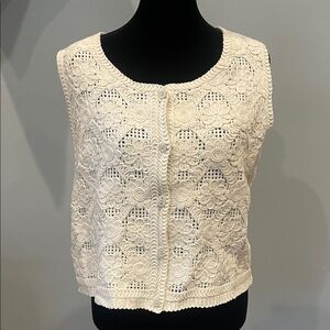 Cream Crochet Sleeveless sweater top large